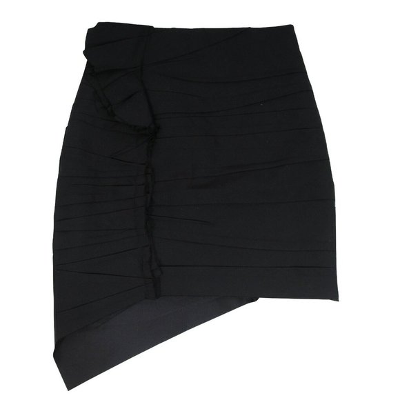 Saint Laurent YSL Black Embroidered Crystal Asymmetrical Short Skirt Size F38 - Picture 2 of 12